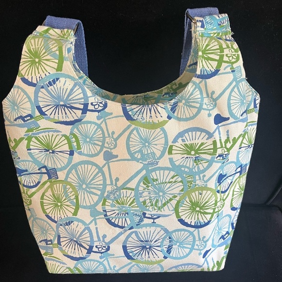 Rock flower paper Bicycle Hobo Crossbody Bag Cotton Canvas 13”x10”x5” Medium - Picture 12 of 12
